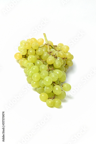 Organic Fresh Green Grapes isolated on white background 