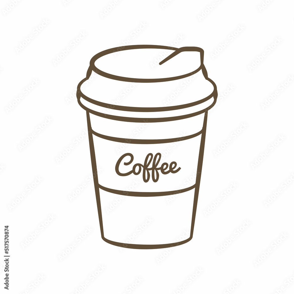 a cup of hot coffee icon. Vector file format. Doodle outline illustration. a cup of hot coffee icon. Vector file format. Doodle outline illustration.