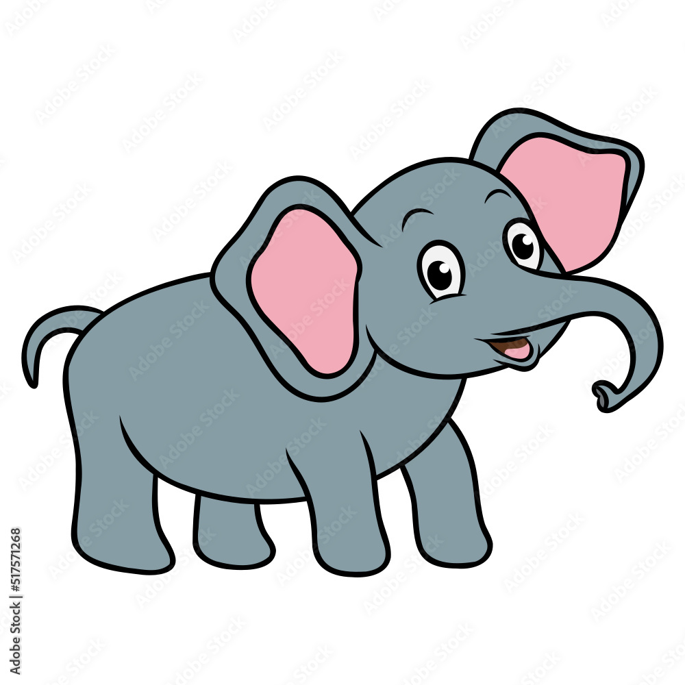 Elephant Icon Cartoon. Wildlife Animal Zoo Character Symbol Vector