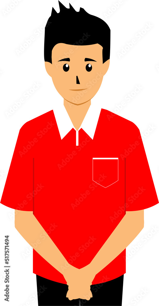 a man wearing a red shirt