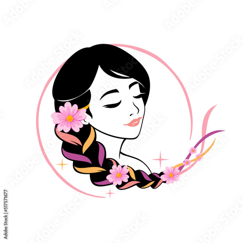 Beauty Woman with braid Logo Illustration