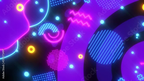 3D空間を漂うポップなモーショングラフィックス - ネオンカラー