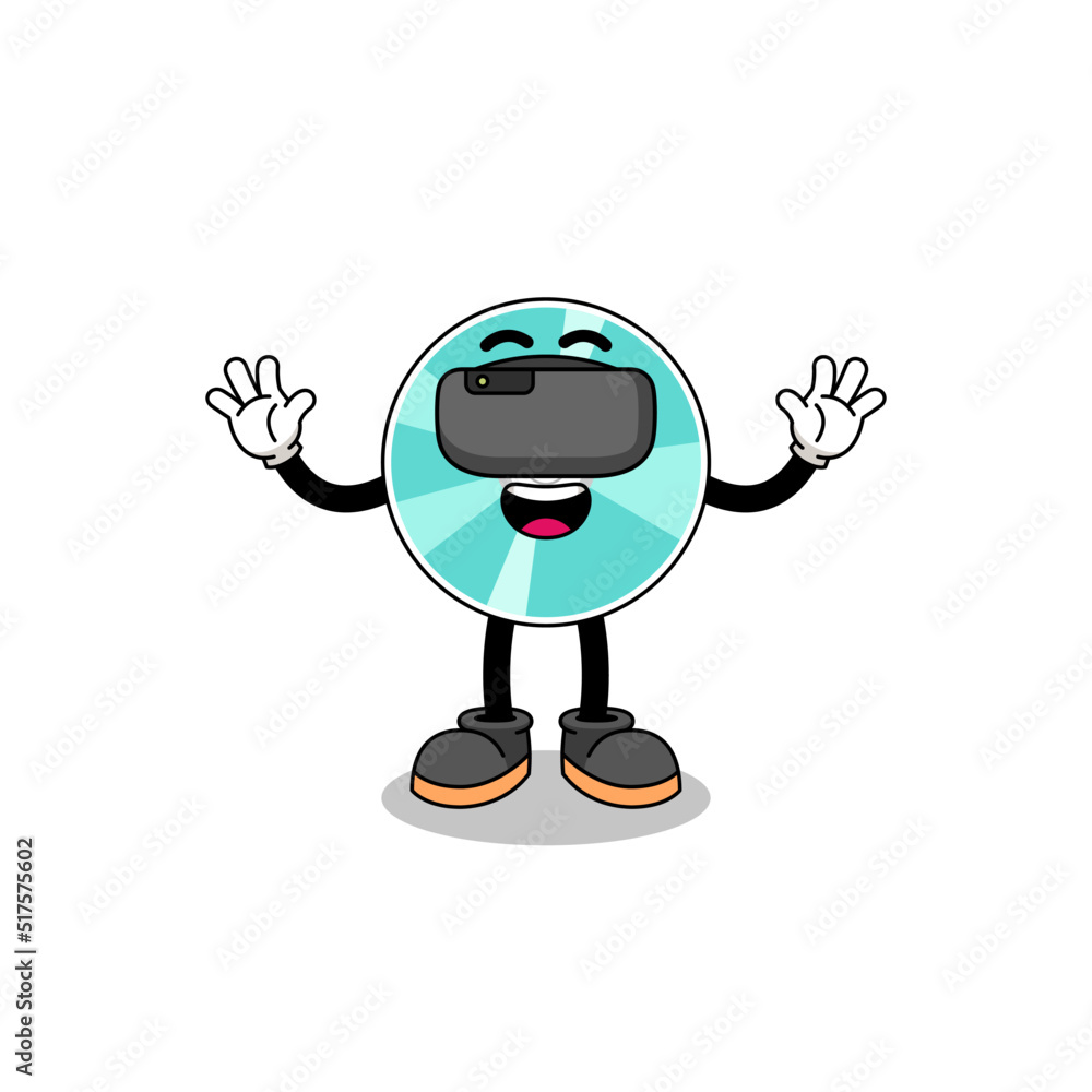 Illustration of optical disc with a vr headset Illustration of optical disc with a vr headset