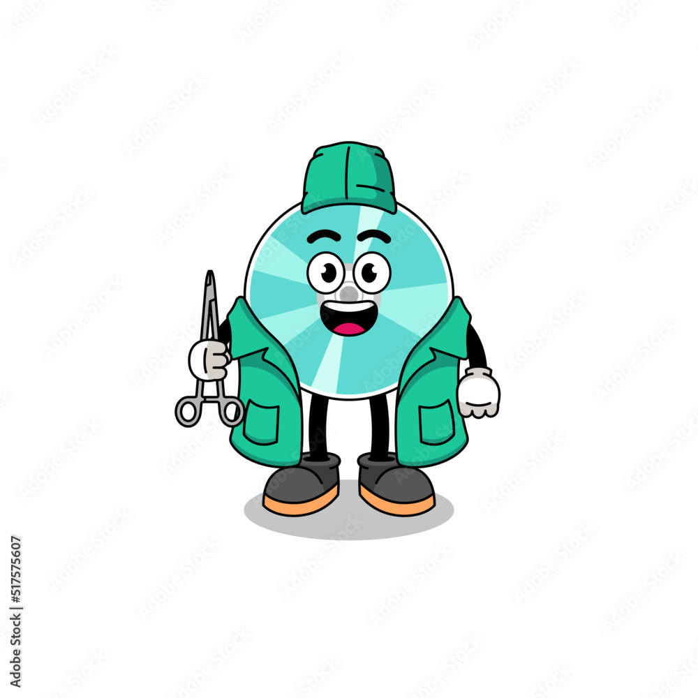 Illustration of optical disc mascot as a surgeon Illustration of optical disc mascot as a surgeon