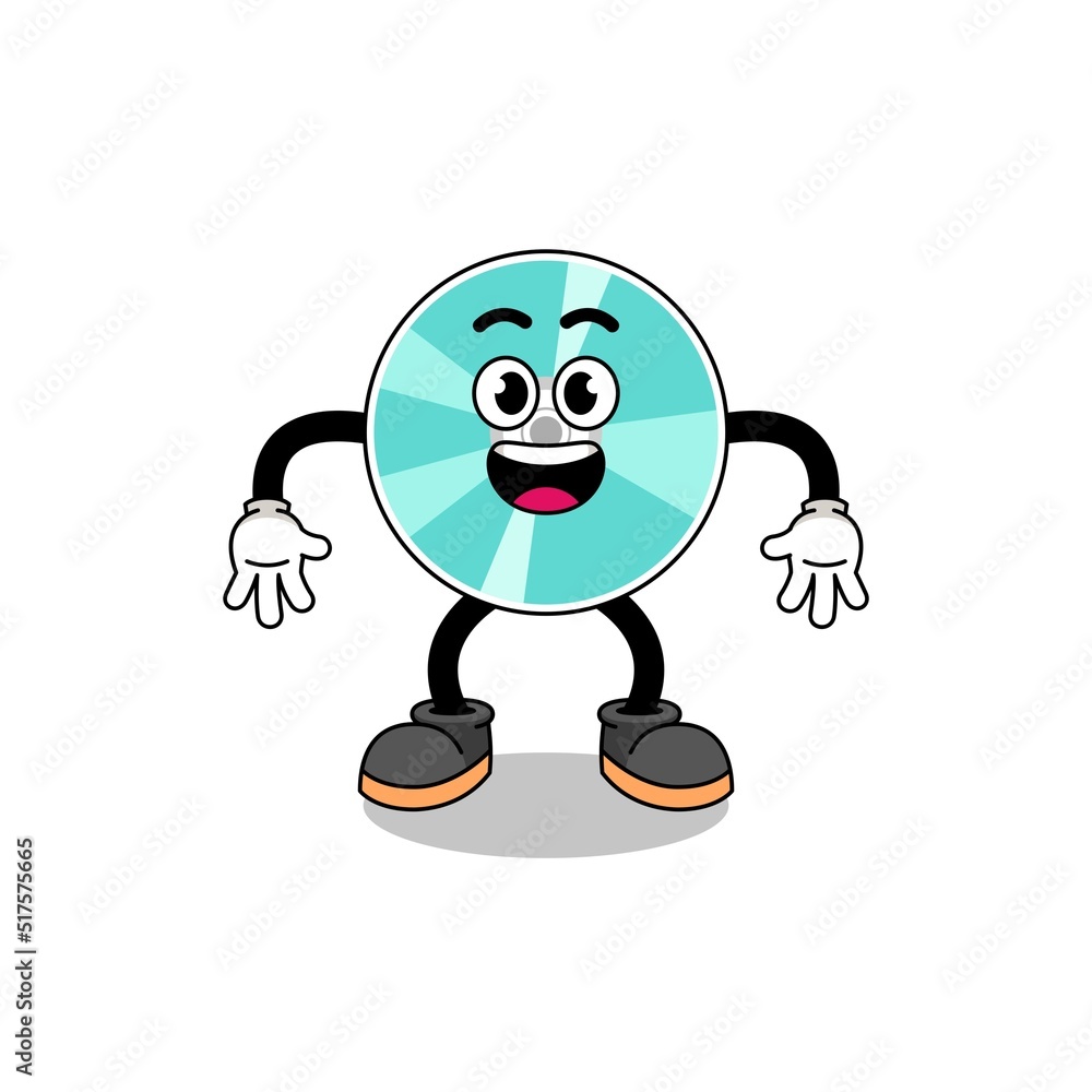 optical disc cartoon with surprised gesture optical disc cartoon with surprised gesture