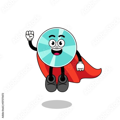 optical disc cartoon with flying superhero