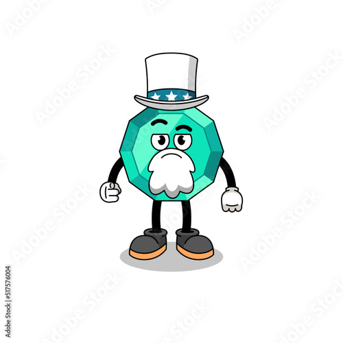 Illustration of emerald gemstone cartoon with i want you gesture