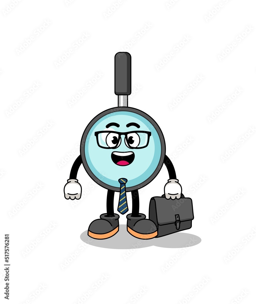 magnifying glass mascot as a businessman magnifying glass mascot as a businessman