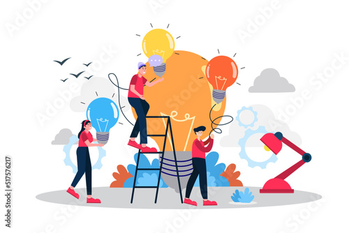 Concept of teamwork Solution
ideas, strategies, marketing, brainstorming of employees in the organization to lead to success. Flat illustration.