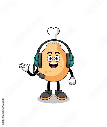Mascot Illustration of fried chicken as a customer services