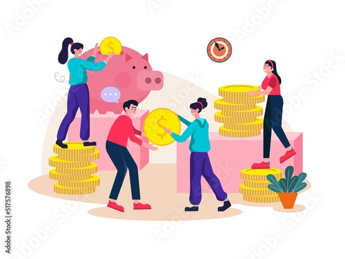 Flat illustration savings concept payment investment marketing business income bank deposit which is used as a way to achieve success.