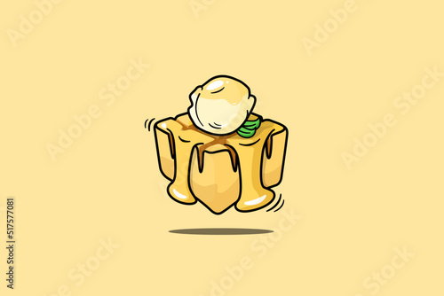 honey toast and ice cream vanilla