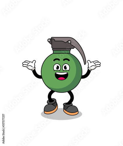 grenade cartoon searching with happy gesture