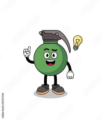 grenade cartoon with get an idea pose