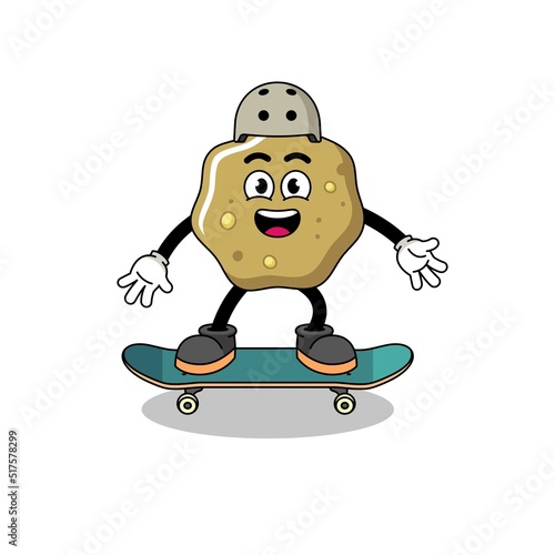 loose stools mascot playing a skateboard