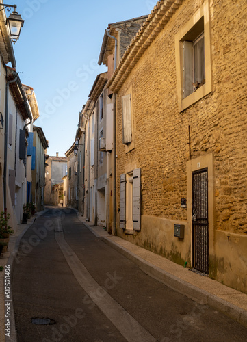 VIew on medieval buildings in sunny day  vacation destination wine making village Chateauneuf-du-pape in Provence  France