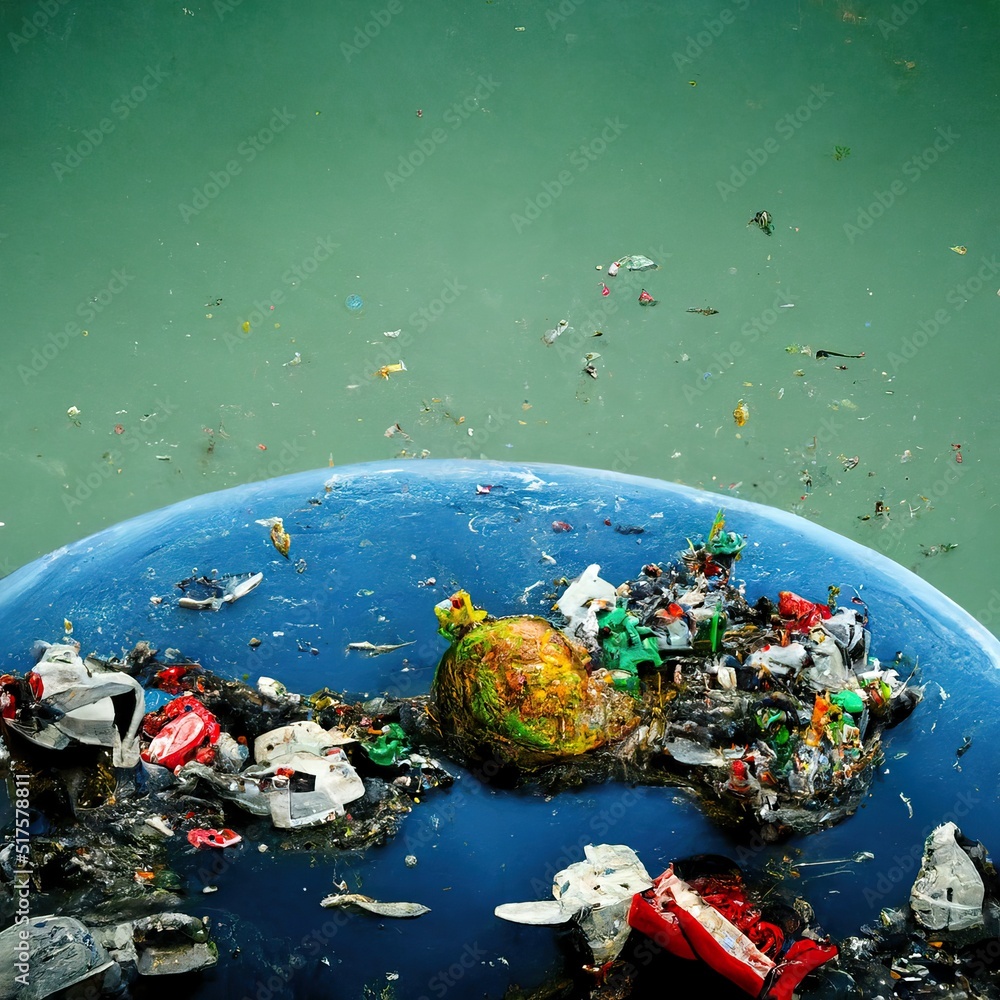 Trash earth, global landfill rubbish waste pollution and