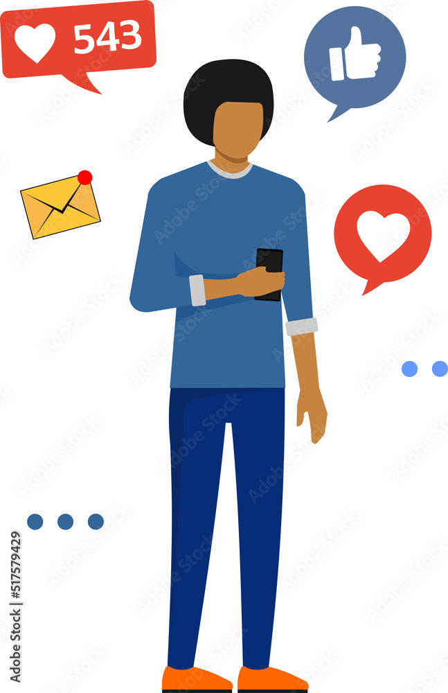 person holding smartphone and icons person holding smartphone and icons