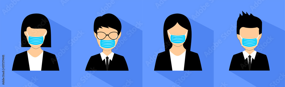 Fototapeta premium some business people in boxes and wearing masks