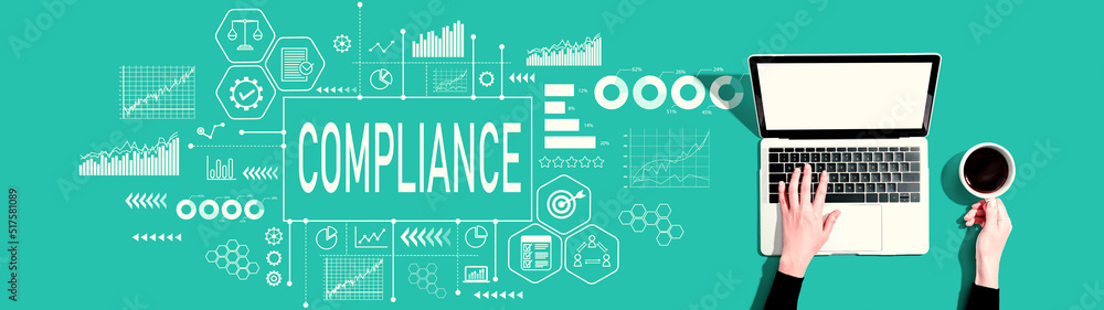 Compliance theme with person using a laptop Compliance theme with person using a laptop