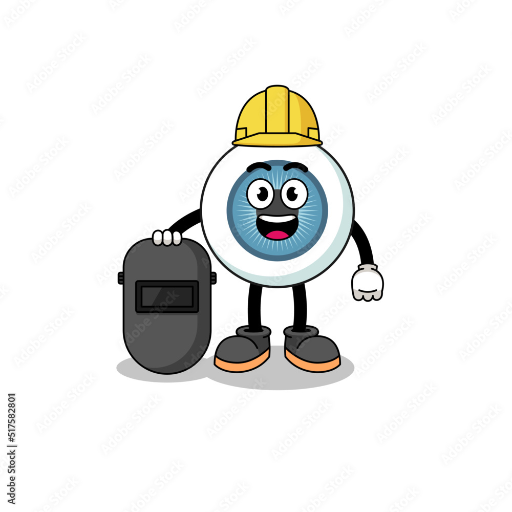 Mascot of eyeball as a welder Mascot of eyeball as a welder