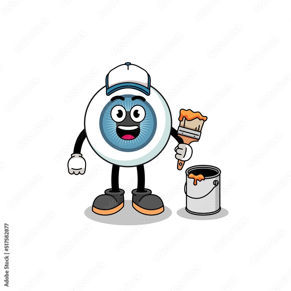Character mascot of eyeball as a painter Character mascot of eyeball as a painter