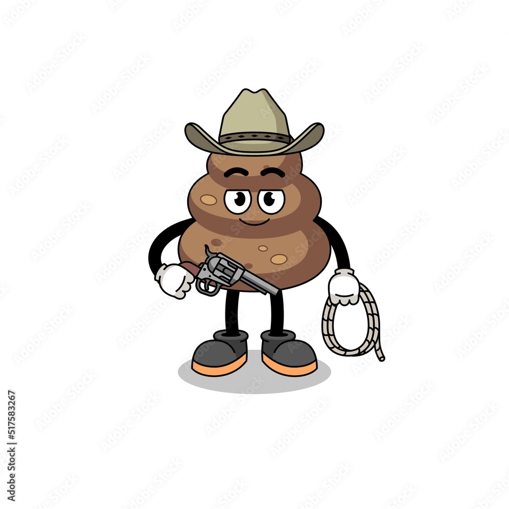 Character mascot of poop as a cowboy Character mascot of poop as a cowboy