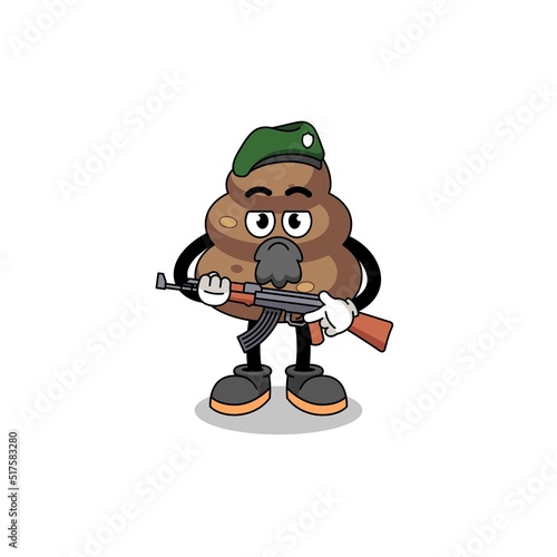 Character cartoon of poop as a special force