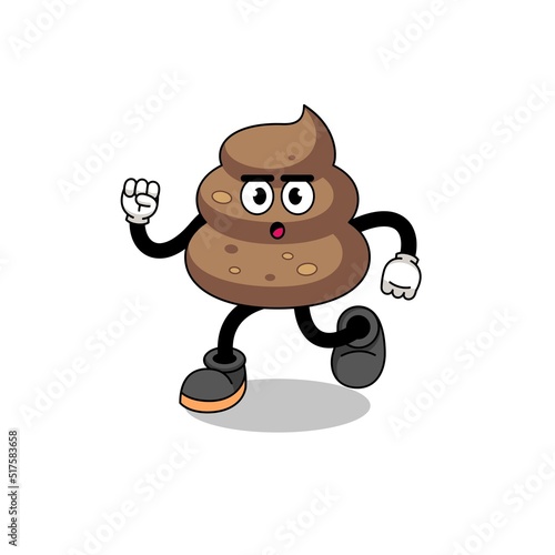 running poop mascot illustration