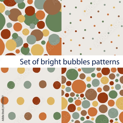 Set of bright bubbles patterns boho