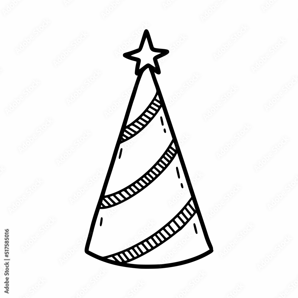 Cap for holiday. Birthday. Vector illustration of doodles. Sketch. Cap for holiday. Birthday. Vector illustration of doodles. Sketch.