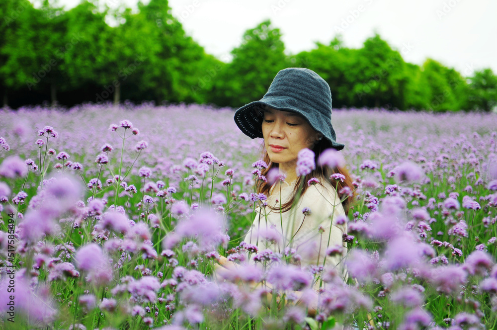 a young Asian lady among flowers a young Asian lady among flowers