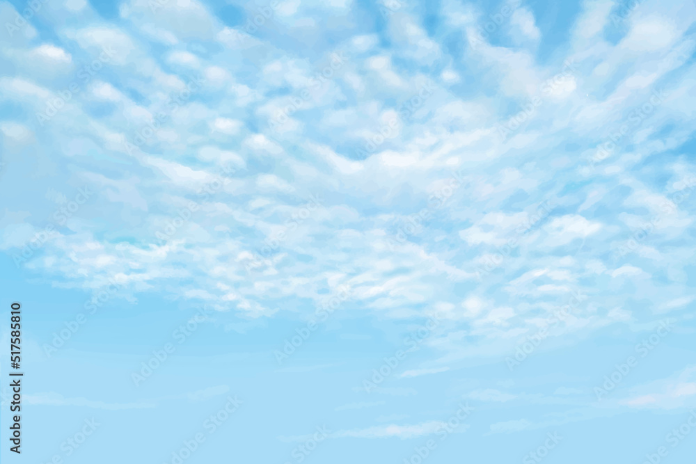うろこ雲のある秋晴れの青空の美しい秋イメージフレームシンプルな背景素材