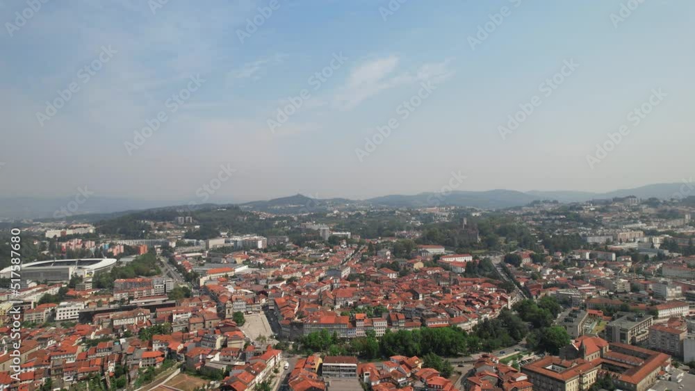 Aerial drone view of ancient city Guimaraes, North of Portugal Aerial drone view of ancient city Guimaraes, North of Portugal