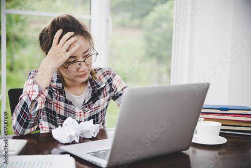 woman sitting down, his face unsettled