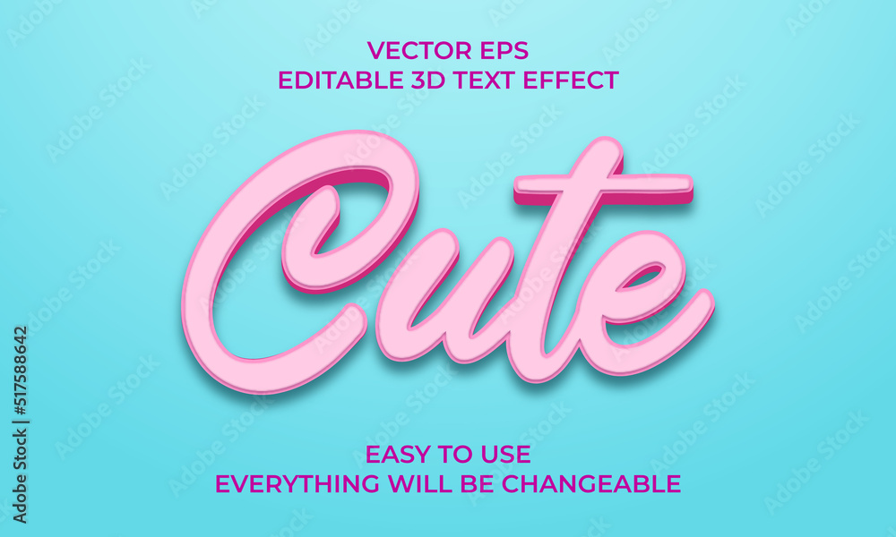 Cute Editable 3D Text Effect Style 