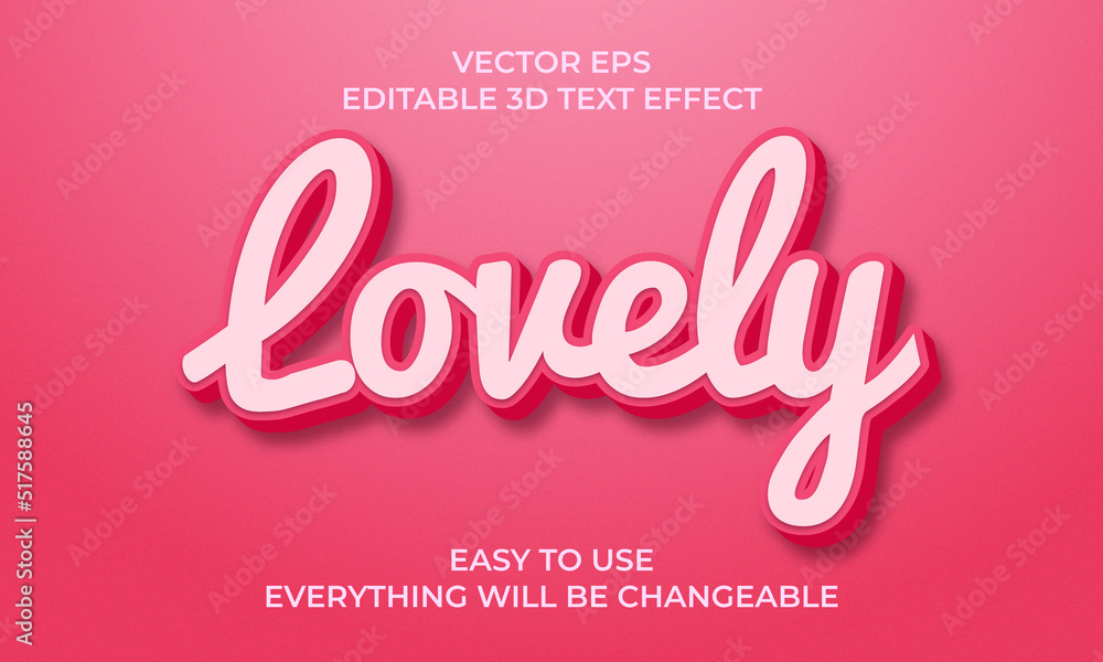 Lovely Editable 3D Text Effect Style pink