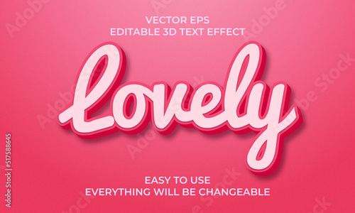 Lovely Editable 3D Text Effect Style pink