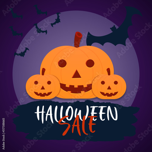 Halloween promotion social media banner template design. holiday and celebration sale marketing web post, flyer, or abstract poster.