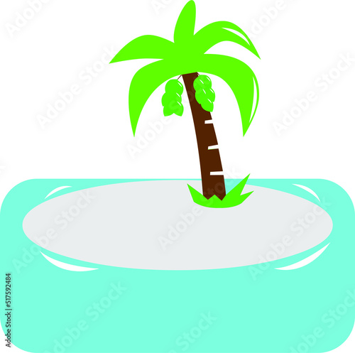 Beach vector illustration  little island with coconut tree illustration