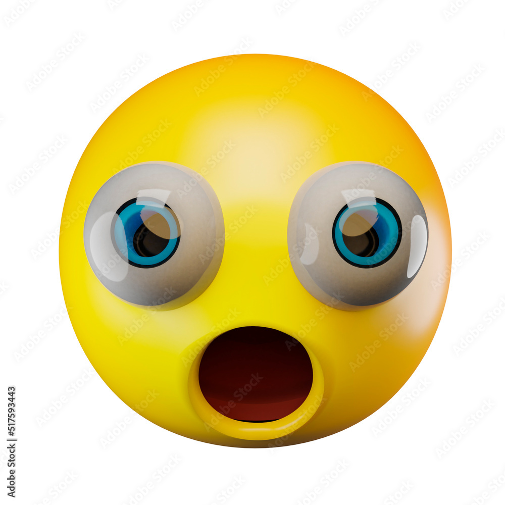 3d illustration shocked emoticon