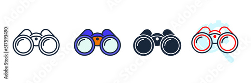 binoculars icon logo vector illustration. discovery symbol template for graphic and web design collection