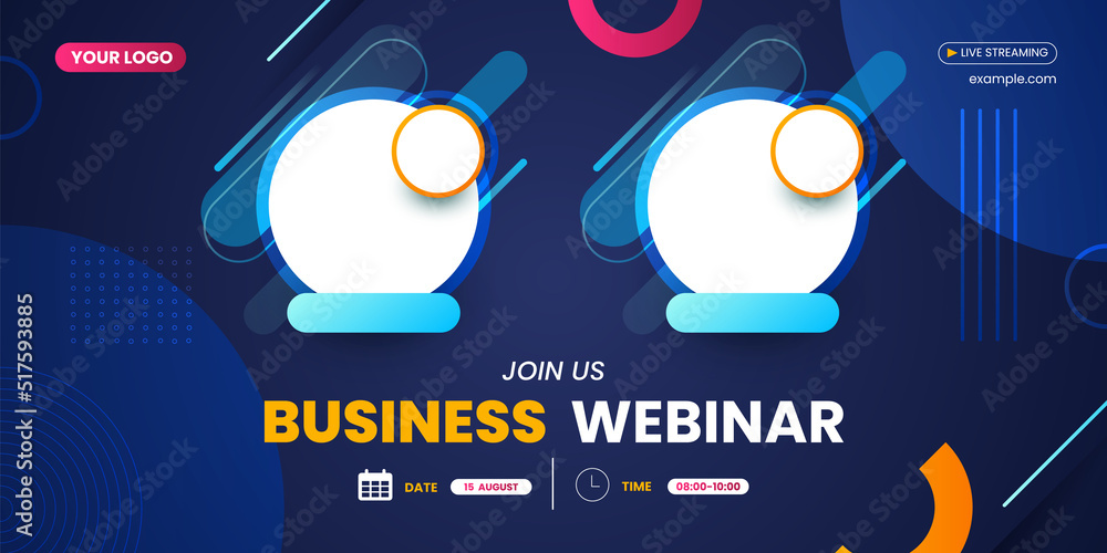 Business webinar horizontal banner design. Modern banner design with