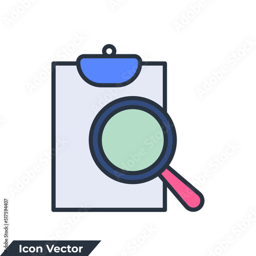 evaluate icon logo vector illustration. Audit symbol template for graphic and web design collection