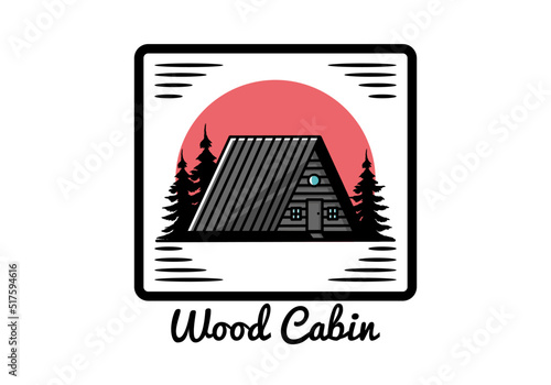 Vintage wood cabin illustration design