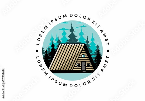 Vintage wood cabin illustration design