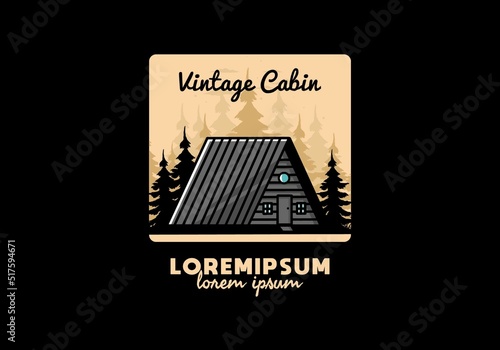 Vintage wood cabin illustration design