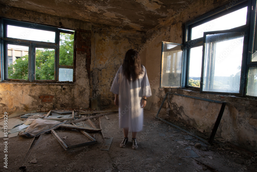 Scary ghost woman in haunted house Scary ghost woman in haunted house