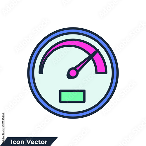 velocity icon logo vector illustration. speedometer symbol template for graphic and web design collection photo