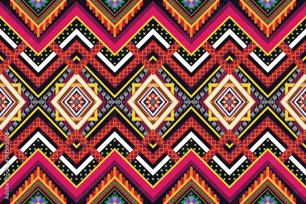 Geometric ethnic flower pattern for background,fabric,wrapping,clothing,wallpaper,Batik,carpet,embroidery style. Geometric ethnic flower pattern for background,fabric,wrapping,clothing,wallpaper,Batik,carpet,embroidery style.
